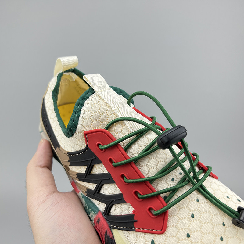 Close-up of elastic laces and upper texture